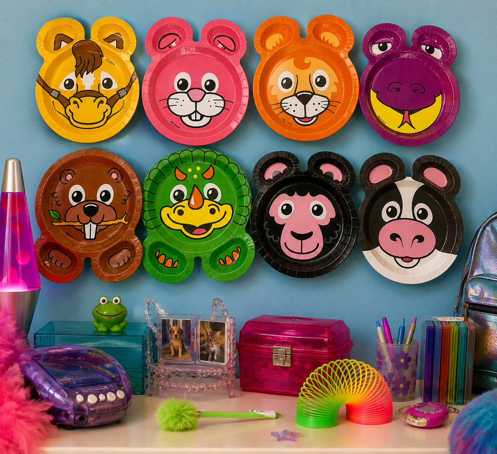 Vintage Hefty Zoo Pals Paper Plates Lot 8 Y2K 2000s Animal Characters Display